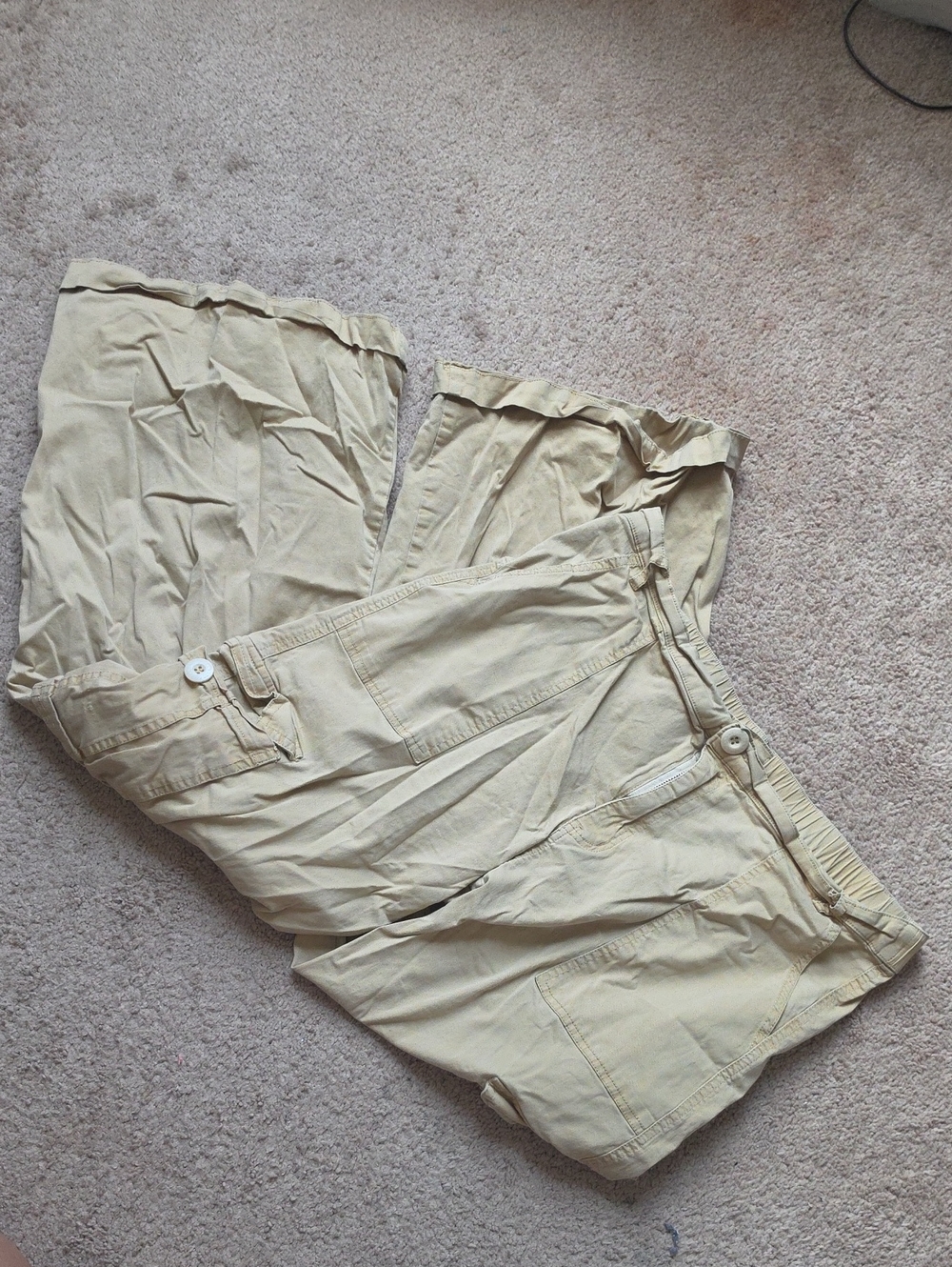 Women's Casual Khaki Cargo Pants - Lightweight Beige-School Uniform